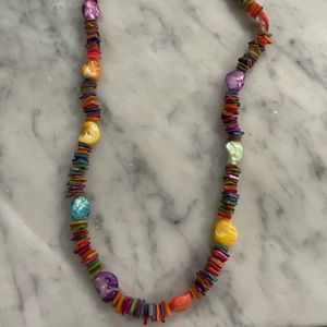 Rainbow shell and stone necklace